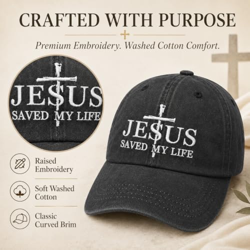 Man of God Husband Dad Embroidered Hat Camping Caps for Women - color: Jesus Saved My Life 35