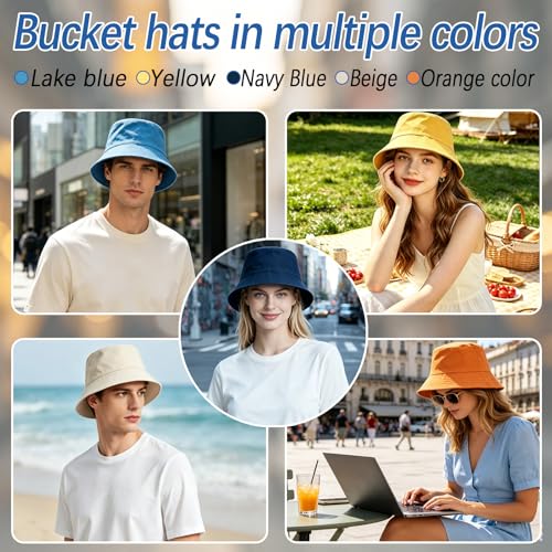Bucket Hats Bulk Solid Color DIY Blank Hat Bucket Hats for Men, Women and Adults - color: 3pcs Navy Blue Bucket Hat