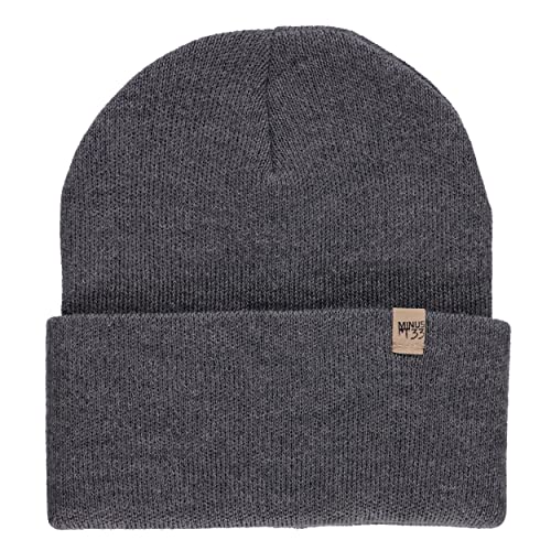100% Merino Wool - Midweight Everyday Knit Cuff Beanie - Warm Winter Hat - color: Charcoal Gray