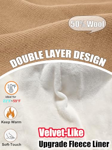 ROYBENS Warm Wool Beanie for Men Women, Thick Fleece Lined Knit Winter Hat - color: 1pcs-light Coffee