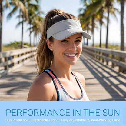 Sun Visors for Women Men Adjustable Folding Cap Running Golf Tennis - color: Light Gray