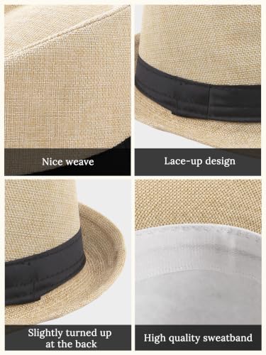 BABEYOND Men's 1920s Short Brim Trilby Fedora Hat - color: A-beige