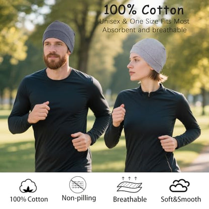 100% Cotton Skull Caps for Men Women, Sleeping Cap Beanie for Locs - color: Set E