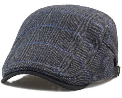 Men's Cotton Newsboy Hats Flat Ivy Gatsby Cap Irish Cabbie Ivy Driving Hunting Hat - color: Checkered Black