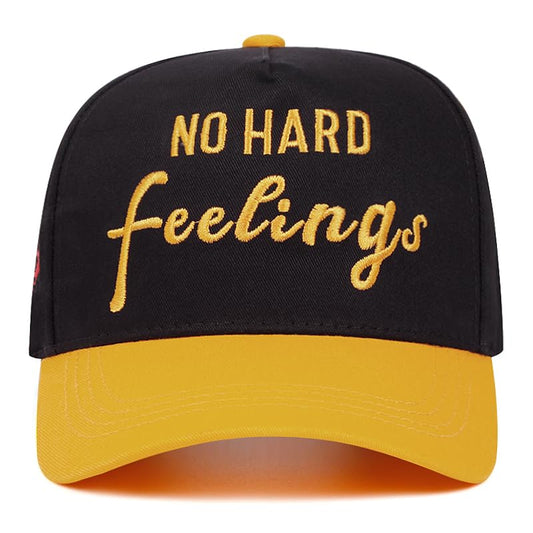 Funny Hat No Hard Feelings Trucker Hats Vintage Baseball Cap Unisex - color: Yellow-black