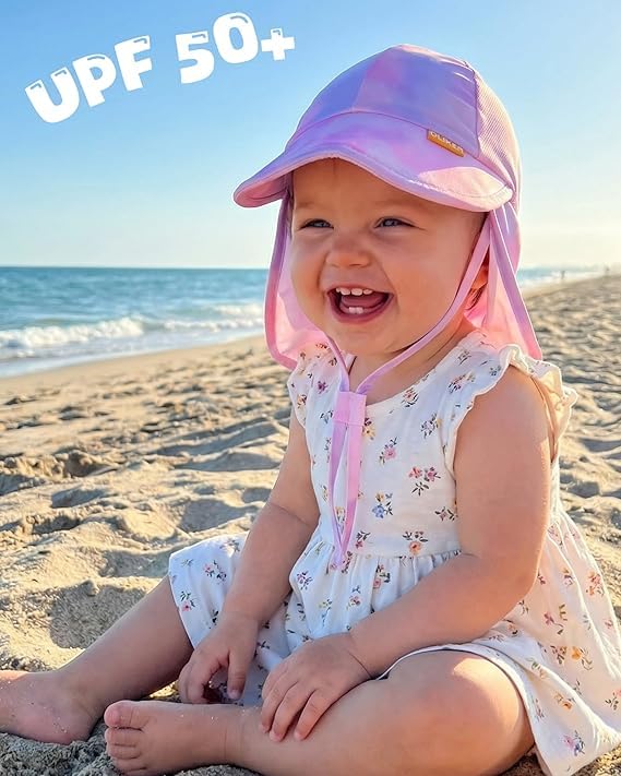 Baby Sun Hat with Breathable Mesh, UPF 50+ Boys Girls Toddler Swim - color: Tie-die, size: 6-24 Months