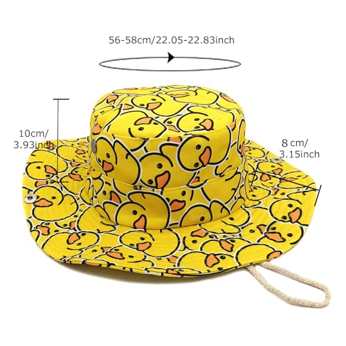 Sun Bucket Hat for Men Women Fishing Beach Safari Trendy Cotton Cowboy Cap for Golf Hiking Hunting Outdoor Boonie - color: Duck Yellow