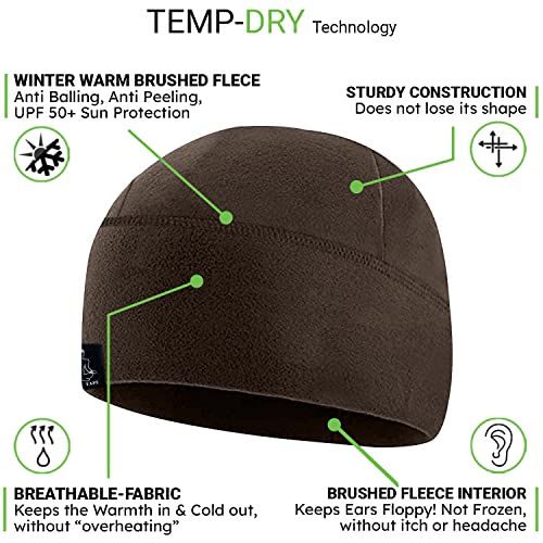 Temple Tape Tactical Fleece Watch Cap Beanie – Skull Cap Fleece Hat - Mens & Women - color: Deep Brown, size: X-Large