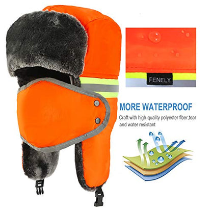 Winter Trapper Hats Ushanka Russian- Men Women Trooper Ear Flaps Hunting Face Masks Ski Snow Cold Weather - color: Yellow
