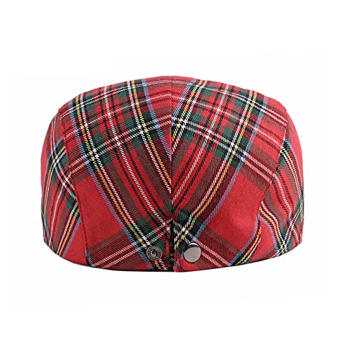 2 Pack Men's Plaid Cotton Flat Newsboy Ivy Cabbie Golf Gatsby Cap Hat - color: 666gr