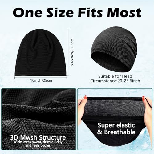 2 Pack Cooling Skull Cap for Men Women, 3D Mesh Sweat Wicking Beanie - color: Black+dark Gray