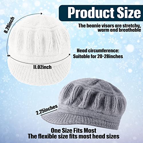 Mepase 3 Pieces Women Warm Hat for Winter Slouchy Beanie Cap with Visor Knitted Newsboy Hats for Women Ski Snow - color: Black, White, Khaki