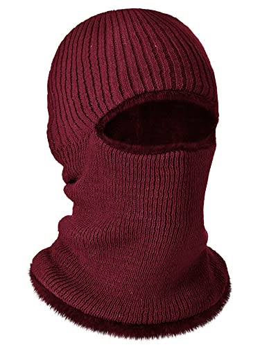 Blulu Ski Knitted Mask for Men,1 Hole - color: Red, size: Medium