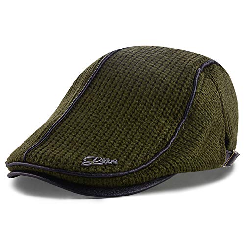 M MOACC Men Beret Hat Cotton Adjustable Newsboy Hats Cabbie Gatsby Cap Driving Flat Caps - color: Hat-t7-green