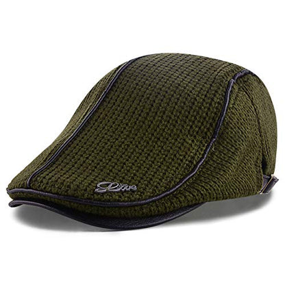 M MOACC Men Beret Hat Cotton Adjustable Newsboy Hats Cabbie Gatsby Cap Driving Flat Caps - color: Hat-t7-green