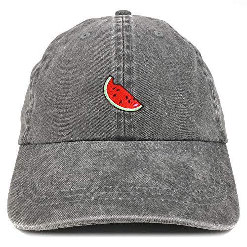 Armycrew Watermelon Embroidered Patch Unstructured Cotton Washed Baseball Cap - color: Black