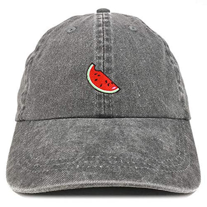 Armycrew Watermelon Embroidered Patch Unstructured Cotton Washed Baseball Cap - color: Black