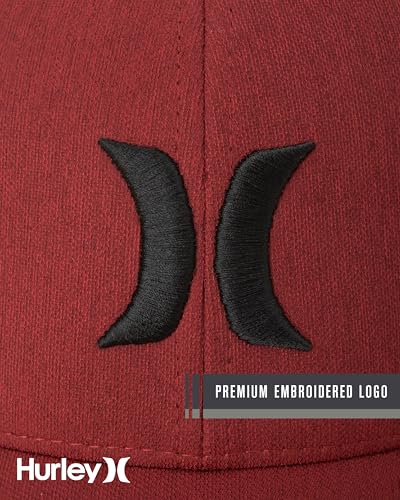 Hurley Mens Baseball Cap Curved Brim Moisture Wicking Flexfit Fitted Hats - color: Red, size: Small-Medium