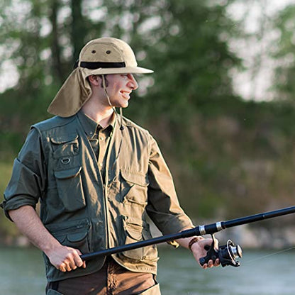 Tirrinia Neck Flap Fishing Safari Cap for Men - color: Tan