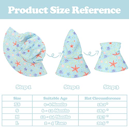 Sarfel Baby Sun Hat Summer Baby Boy Hats UPF 50+ Sun Protection Toddler Hat Bucket for Baby Girl Adjustable Kid Cap - color: Blue Starfish, size: 12-24 Months