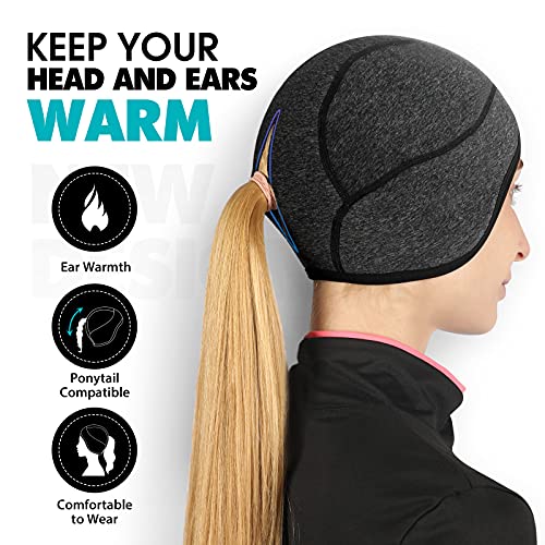 Hikenture Womens Skull Cap Helmet Liner with Ponytail Hole - color: Grey