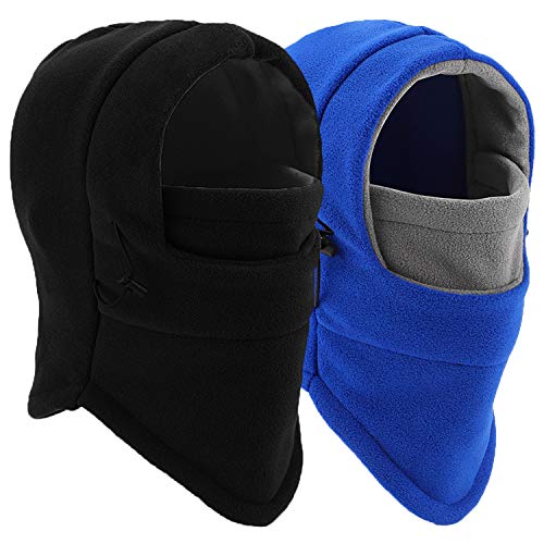 Balaclava Ski Mask 2 Pcs, Windproof Warm Winter Mask for Men & Women - color: Black+blue/Gray