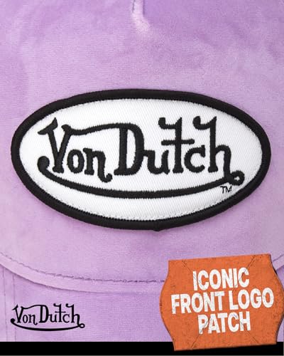 Von Dutch Unisex Velvet Trucker Hat, Curved Bill, Mesh Back, Snapback - color: Plum Dust