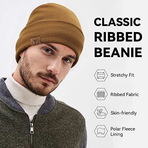 OZERO Mens Winter Hat, Fleece Lined Cuffed Beanie for Men and Women - color: Brown