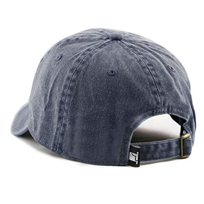 The Hat Depot 100% Cotton Pigment Dyed Low Profile Dad Hat Six Panel Cap - color: 1. Blue