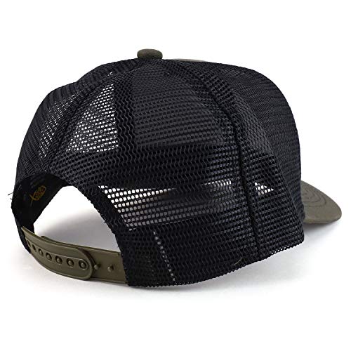 Trendy Apparel Shop Thinking Cap Washed Two Tone Trucker Baseball Cap - color: Olive Black