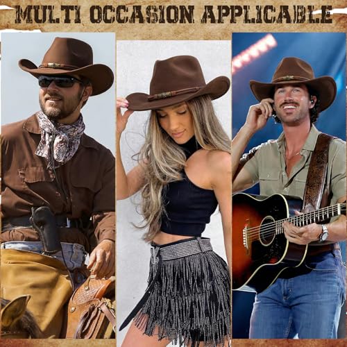BELTROAD Cowboy Hat for Men Women, Western Cowboy Hats with Gift Hat Box - color: Brown(skull ), size: Large