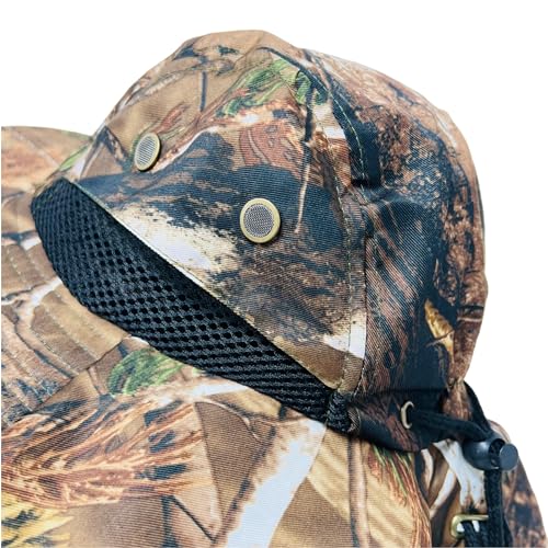 Packable and Adjustable Mesh Boonie Sun Hat with Neck Flap - color: Brown Pine Hardwoods Camo
