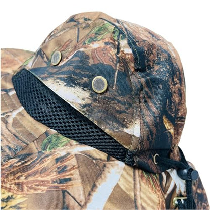 Packable and Adjustable Mesh Boonie Sun Hat with Neck Flap - color: Brown Pine Hardwoods Camo