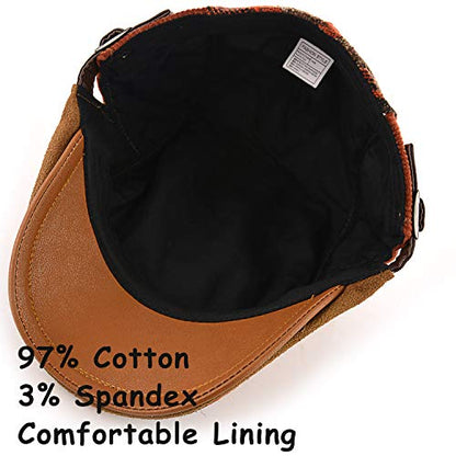 M MOACC Men Beret Hat Cotton Adjustable Newsboy Hats Cabbie Gatsby Cap Driving Flat Caps - color: Hat-t6-orange Red