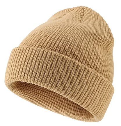 Connectyle Classic Double Layer Knit Beanie Hat Warm Thick Acrylic Winter Hats Daily Cuffed Beanies Watch Hat for Men Women - color: Khaki