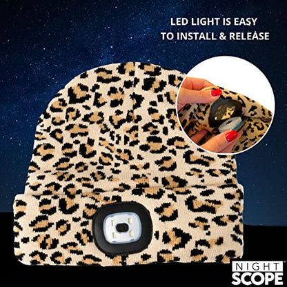 Classic Rechargeable LED Warm Knit Beanie Head Light Hat Headlamp for Outdoor Activities - color: Wildcat