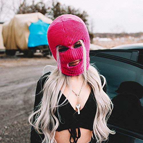 Super Z Outlet Knit Sew Acrylic Outdoor Full Face Cover Thermal Ski Mask One Size Fits Most - color: Hot Pink