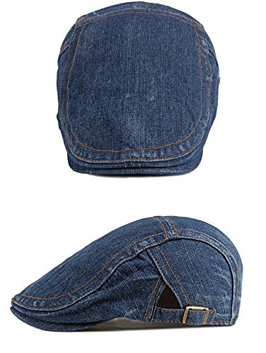 2 Pack Mens Denim Cotton Newsboy Cap Ivy Gatsby Driving Hunting Cabbie Hats - color: 2 Pack-e
