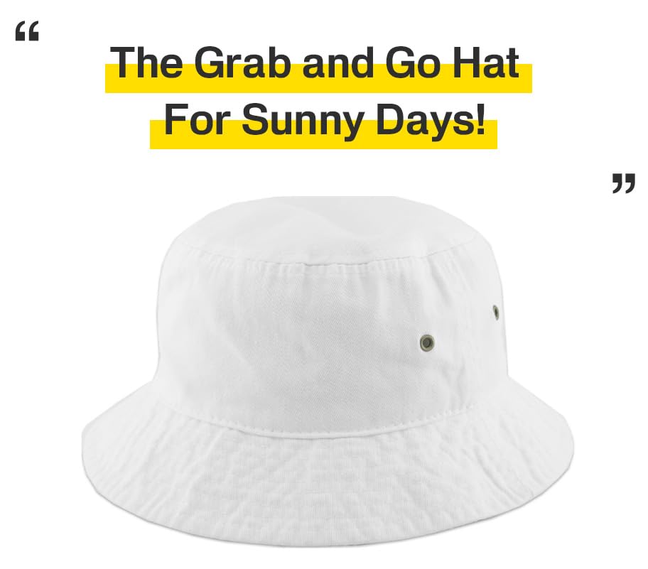 KBETHOS® 100% Cotton Washed Bucket Hat - color: 1. White, size: Large-X-Large