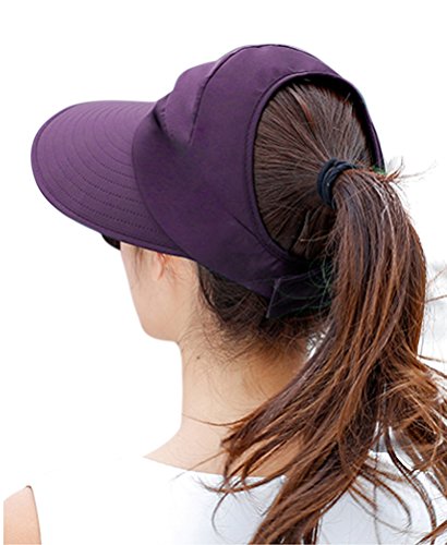 Sun Hats for Women Wide Brim UV Protection Sun Hat Summer Beach Packable Visor - color: Purple