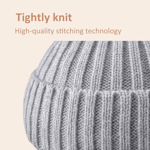 2 Pack Kids Beanie Winter Hat for 3-10 Years Cute Warm Fleece Lined with Ear Flaps for Boys and Girls - color: Dark Grey+light Grey