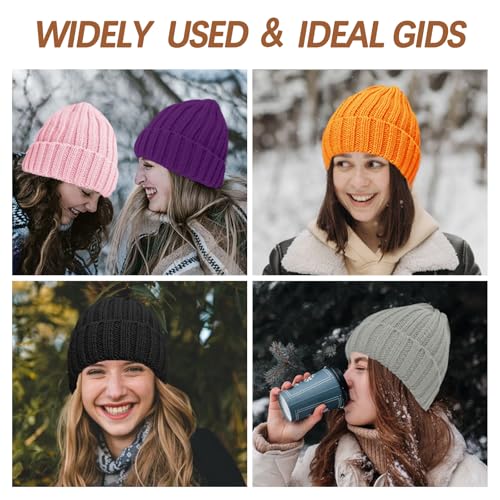 ZOORON 1&2 Winter Beanie for Women Soft Warm Slouchy Knit Hat Ski Stocking Cuffed Cap - color: Black