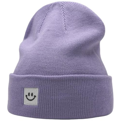 55cube Unisex Winter Beanie Hats Warm Thick Knit Cuffed Skullcaps - color: Light Purple