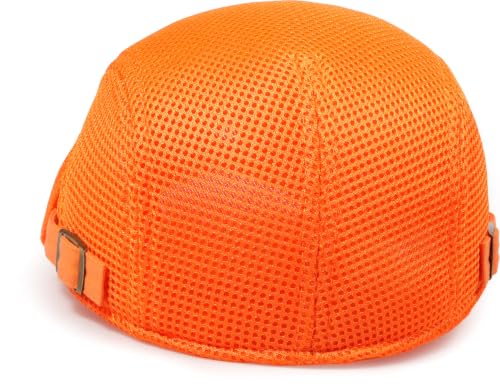 Initlove Mens Mesh Newsboy Cap Breathable Beret Ivy Hat Cabbie Driving Hats for Women - color: Orange