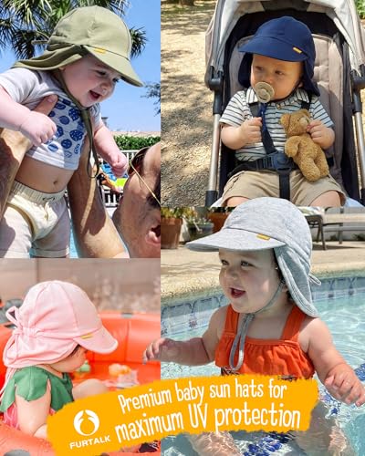 FURTALK Baby Sun Hat UPF 50+ UV Ray Sun Protection Cotton Toddler Hats for Boys Girls - color: Grey, size: 6-24 Months