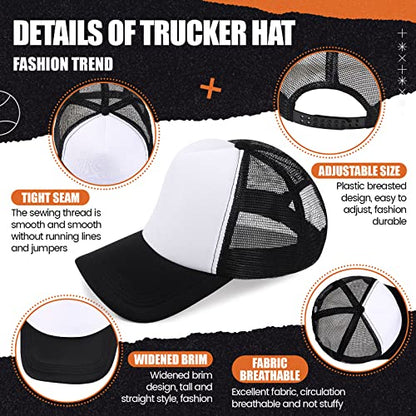 Tarpop 10 Pcs Sublimation Blank Trucker Hats Bulk - color: Black and White