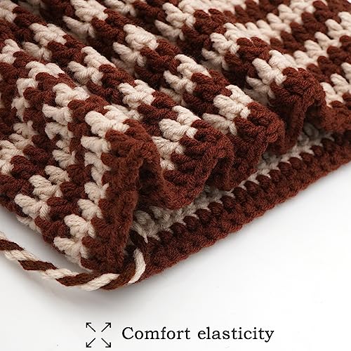 XYIYI Crochet Hats for Women Fox Knit Hat with Pompoms Grunge Goth Accessories Slouchy Beanies for Women Girls - color: Coffee Beige