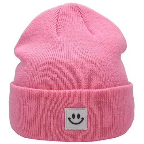55cube Unisex Winter Beanie Hats Warm Thick Knit Cuffed Skullcaps - color: Solid Pink