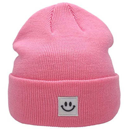 55cube Unisex Winter Beanie Hats Warm Thick Knit Cuffed Skullcaps - color: Solid Pink