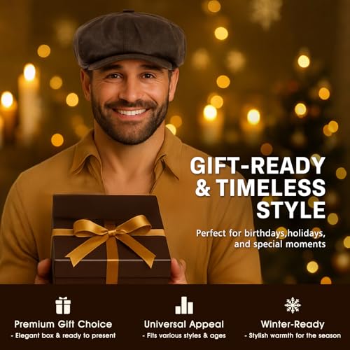 TOP-EX Waterproof 8-Panel Faux Leather Newsboy Flat Cap for Men, Adjustable - color: Black (Waterproof Faux Leather), size: X-Large-XX-Large